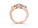 Rose gold Fancy Blue Round Cut Diamond Three-Stone Ring with Prong Setting and Classic Band_112