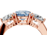 Rose gold Fancy Blue Round Cut Diamond Three-Stone Ring with Prong Setting and Classic Band_113
