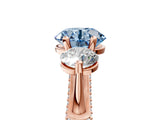 Rose gold Fancy Blue Round Cut Diamond Three-Stone Ring with Prong Setting and Pavé Band_5
