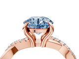 Rose gold Fancy Blue Round  Cut Diamond Twist Band Solitaire with Prong Setting_28