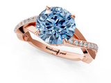 Rose gold Fancy Blue Round  Cut Diamond Twisted Band Engagement Ring with Prong Setting_4