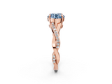 Rose gold Fancy Blue Round  Cut Diamond Twisted Band Engagement Ring with Prong Setting_5