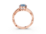 Rose gold Fancy Blue Round  Cut Diamond Twisted Band Engagement Ring with Prong Setting_6