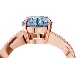 Rose gold Fancy Blue Round  Cut Diamond Twisted Band Engagement Ring with Prong Setting_7