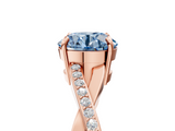 Rose gold Fancy Blue Round  Cut Diamond Twisted Band Engagement Ring with Prong Setting_8