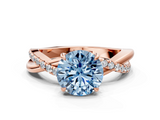 Rose gold Fancy Blue Round  Cut Diamond Twisted Band with Pavé Setting and Four-Prong Setting_22