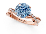 Rose gold Fancy Blue Round  Cut Diamond Twisted Band with Pavé Setting and Four-Prong Setting_23