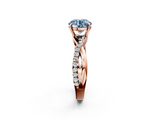 Rose gold Fancy Blue Round  Cut Diamond Twisted Band with Pavé Setting and Four-Prong Setting_24