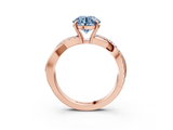 Rose gold Fancy Blue Round  Cut Diamond Twisted Band with Pavé Setting and Four-Prong Setting_25