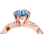 Rose gold Fancy Blue Round  Cut Diamond Twisted Band with Pavé Setting and Four-Prong Setting_26