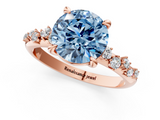 Rose gold Fancy Blue Round  Cut Diamond Vine Band with Four-Prong Setting_58