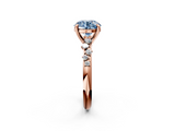 Rose gold Fancy Blue Round  Cut Diamond Vine Band with Four-Prong Setting_59