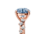 Rose gold Fancy Blue Round  Cut Diamond Vine Band with Four-Prong Setting_62