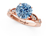 Rose gold Fancy Blue Round  Cut Diamond with Milgrain Marquise and Bezel Accents on a Solitaire Band with Prong Setting_173