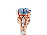 Rose gold Fancy Blue Round  Cut Diamond with Milgrain Marquise and Bezel Accents on a Solitaire Band with Prong Setting_177