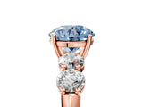 Rose gold Fancy Blue Round  Cut Five-Stone Prong Set Diamond Ring with Classic Band_37