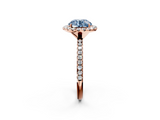 Rose gold Fancy Blue Round  Cut Halo Diamond Engagement Ring with Pave Band and Four-Prong Setting_22