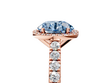 Rose gold Fancy Blue Round  Cut Halo Diamond Engagement Ring with Pave Band and Four-Prong Setting_33