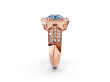 Rose gold Fancy Blue Round Cut Halo Diamond Engagement Ring with Pave Split Shank and Four-Prong Setting_14