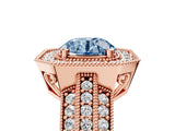 Rose gold Fancy Blue Round Cut Halo Diamond Engagement Ring with Pave Split Shank and Four-Prong Setting_17