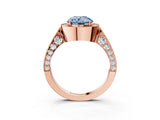 Rose gold Fancy Blue Round Cut Halo Diamond Engagement Ring with Split Shank Band and Four-Prong Setting_3
