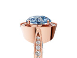Rose gold Fancy Blue Round Cut Halo Diamond Engagement Ring with Split Shank Band and Four-Prong Setting_5