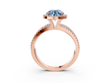 Rose gold Fancy Blue Round  Cut Halo Diamond Engagement Ring with Split Shank and Four-Prong Setting_23