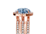 Rose gold Fancy Blue Round  Cut Halo Diamond Engagement Ring with Split Shank and Four-Prong Setting_25