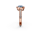 Rose gold Fancy Blue Round  Cut Halo Diamond Pave Band Ring with Four-Prong Setting_47