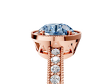 Rose gold Fancy Blue Round  Cut Halo Diamond Pave Band Ring with Four-Prong Setting_50