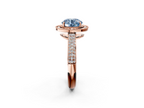 Rose gold Fancy Blue Round  Cut Halo Diamond Pave Band with Four-Prong Setting_39