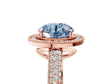 Rose gold Fancy Blue Round  Cut Halo Diamond Pave Band with Four-Prong Setting_42