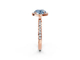 Rose gold Fancy Blue Round Cut Halo Diamond Pave Band with Prong Setting_2
