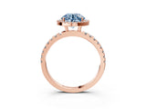 Rose gold Fancy Blue Round Cut Halo Diamond Pave Band with Prong Setting_3