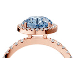 Rose gold Fancy Blue Round Cut Halo Diamond Pave Band with Prong Setting_4
