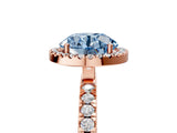 Rose gold Fancy Blue Round Cut Halo Diamond Pave Band with Prong Setting_5