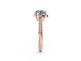 Rose gold Fancy Blue Round  Cut Halo Diamond Ring with Channel Set Band and Four-Prong Setting_34