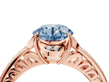 Rose gold Fancy Blue Round  Cut Halo Diamond Ring with Channel Set Band and Four-Prong Setting_36