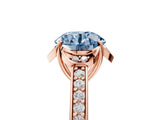 Rose gold Fancy Blue Round  Cut Halo Diamond Ring with Channel Set Band and Four-Prong Setting_37