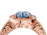 Rose gold Fancy Blue Round  Cut Halo Diamond Ring with Pavé Band and Four-Prong Setting_71