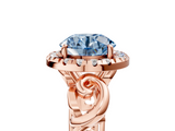 Rose gold Fancy Blue Round  Cut Halo Diamond Ring with Scrollwork Band and Four-Prong Setting_51