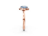 Rose gold Fancy Blue Round Cut Halo Diamond Ring with Solitaire Band and Prong Setting_2