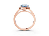 Rose gold Fancy Blue Round Cut Halo Diamond Ring with Solitaire Band and Prong Setting_3