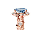 Rose gold Fancy Blue Round Cut Halo Diamond Solitaire with Filigree Band and Four-Prong Setting_5