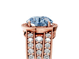Rose gold Fancy Blue Round Cut Halo Diamond Split Shank Ring with Prong Setting_5