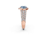 Rose gold Fancy Blue Round Cut Halo Pavé Diamond Engagement Ring with Split Shank and Four-Prong Setting_5