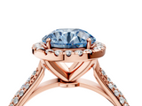 Rose gold Fancy Blue Round  Cut Halo Pave Band Four-Prong Setting Ring_41