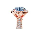 Rose gold Fancy Blue Round  Cut Halo Pave Band Four-Prong Setting Ring_42