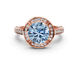 Rose gold Fancy Blue Round  Cut Halo Pave Split Shank Prong Setting Ring_37