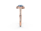 Rose gold Fancy Blue Round  Cut Halo Pave Split Shank Prong Setting Ring_39
